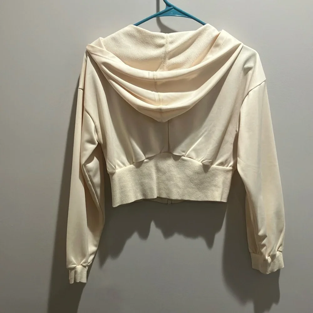 Cream Cropped Hoodie - Picture 5 of 5